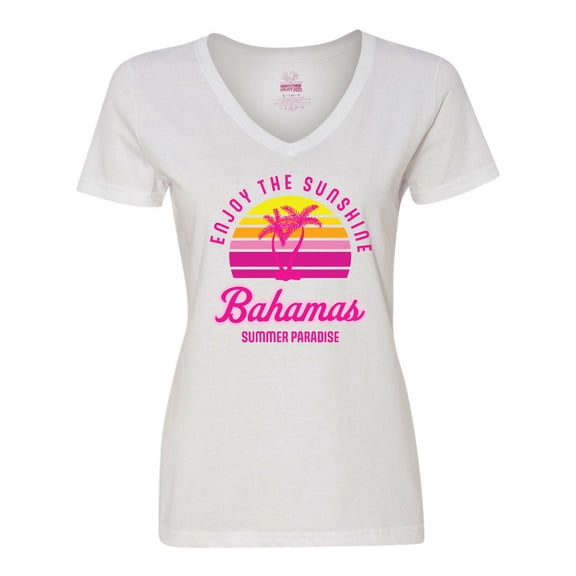 Inktastic Enjoy the Sunshine Bahamas Summer Paradise Women's V-Neck T-Shirt