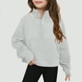 thumbnail image 2 of TOWED22 Girls Half Zip Sweatshirt Long Sleeve Tops Quarter Zip Pullover Sweatshirts for Teen Girls Trendy Preppy Clothing(Grey,160/13-14years), 2 of 4