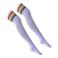thumbnail image 4 of Mujeres Rayas Calcetines altos por de Medias de cristal Calcetines casuales con rayas de colores Sunnimix Calcetines por encima de la rodilla, 4 of 8