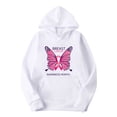 thumbnail image 3 of Lroveb Breast Cancer Awareness Hoodies for Women Long Sleeve Loose Solid Color Printing Hoodie Sweater Pink Ribbon Graphic Sweatshirt White, 3 of 3