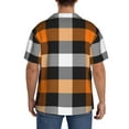 thumbnail image 3 of Fuzoiu Orange Plaid Print Men's Casual Short,Men's Short Sleeve Shirt,Mens Casual Button Down Shirts,Cuban Collar Summer Shirt for Beach, Vacation, and Outdoor Activities-3X-Large, 3 of 5
