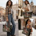 thumbnail image 4 of CHAQLIN Top Handle Bag with Casual Large Capacity, Rose Floral Pattern Inner Pocket Tote Handbag for Business Daily, 4 of 6