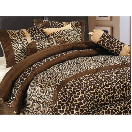Brown Queen Size Safari Bed, Queen Leopard Print Bedding