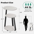 thumbnail image 2 of Side Table, Small End Table with Metal Frame, 3-Tier Bedside Tables, Round Side Tables for Living Room Bedroom Couch Bathroom, Oval, White Maple, 2 of 19