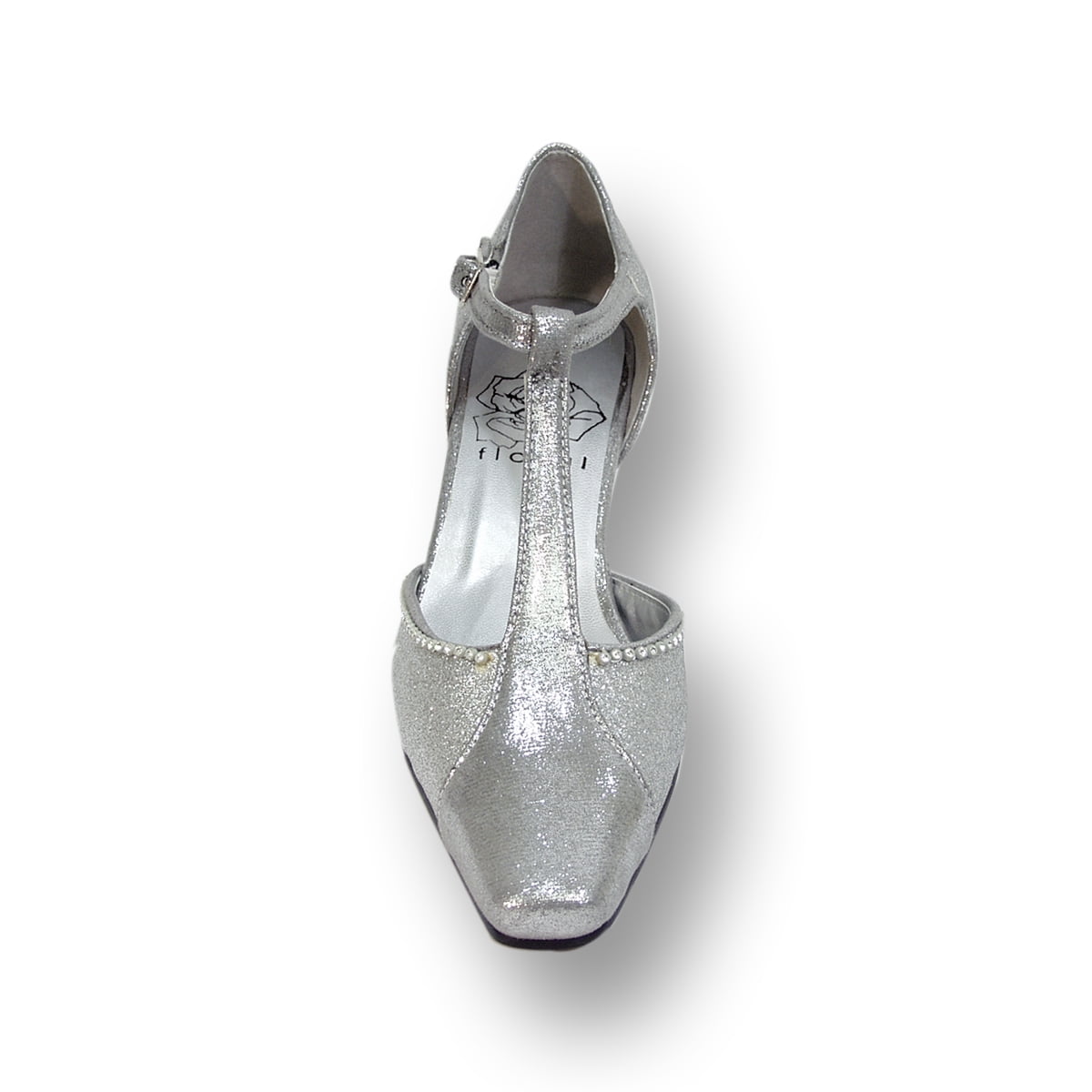 FLORAL Rosa Women's Wide Width T-Strap Dress Pump SILVER 10