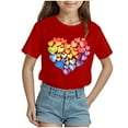 thumbnail image 1 of Zshosam Hauts pour Tout-Petites Fille T-Shirt Graphique pour Filles Col Rond Manches Courtes T-Shirts Été Mignon Tendance Hauts Taille 7T 8T,(Rouge 7-8 Ans), 1 of 4