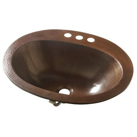 Glass Mosaic Copper Sink - Sinkology Seville Copper Oval Drop-In Bathroom Sink with Overflow