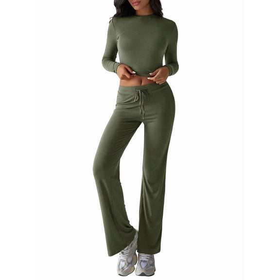 2 Piece Lounge Sets for Women Spring Outfits Fashion Two Piece Sweatsuits Business Casual Clothes Green M