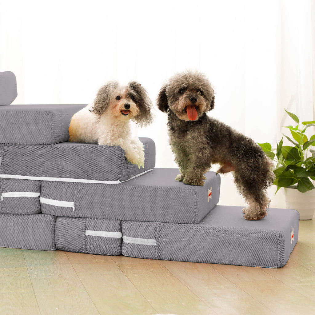 DFVVR Breathable Mesh Foldable Pet Stairs Detachable Pet Bed Stairs Dog Ramp 2 Steps