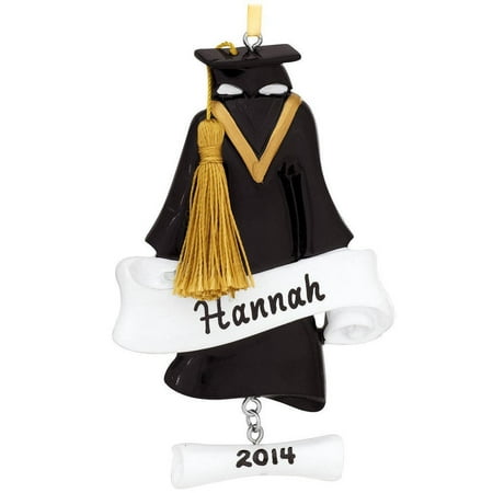 Grad Gown Graduation Girl Boy Personalized Christmas Tree Ornament, Each ornament includes a ribbon loop and comes in box. By Polar