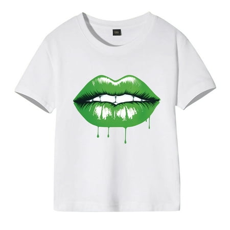 

Toddler Girls Boys Irish Festival Summer Short Sleeve Lips Prints T Shirt Tops for Children Clothes Soft Overalls Girls Long Sleeve Shirt Girl Top Romper Baby Boy Undershirts for Girls 5-6 Girls