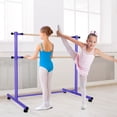 thumbnail image 3 of Gymax Barre de Danse Portable 4 Pieds Autoportante Double avec 5 Hauteurs Réglables Violet, 3 of 9