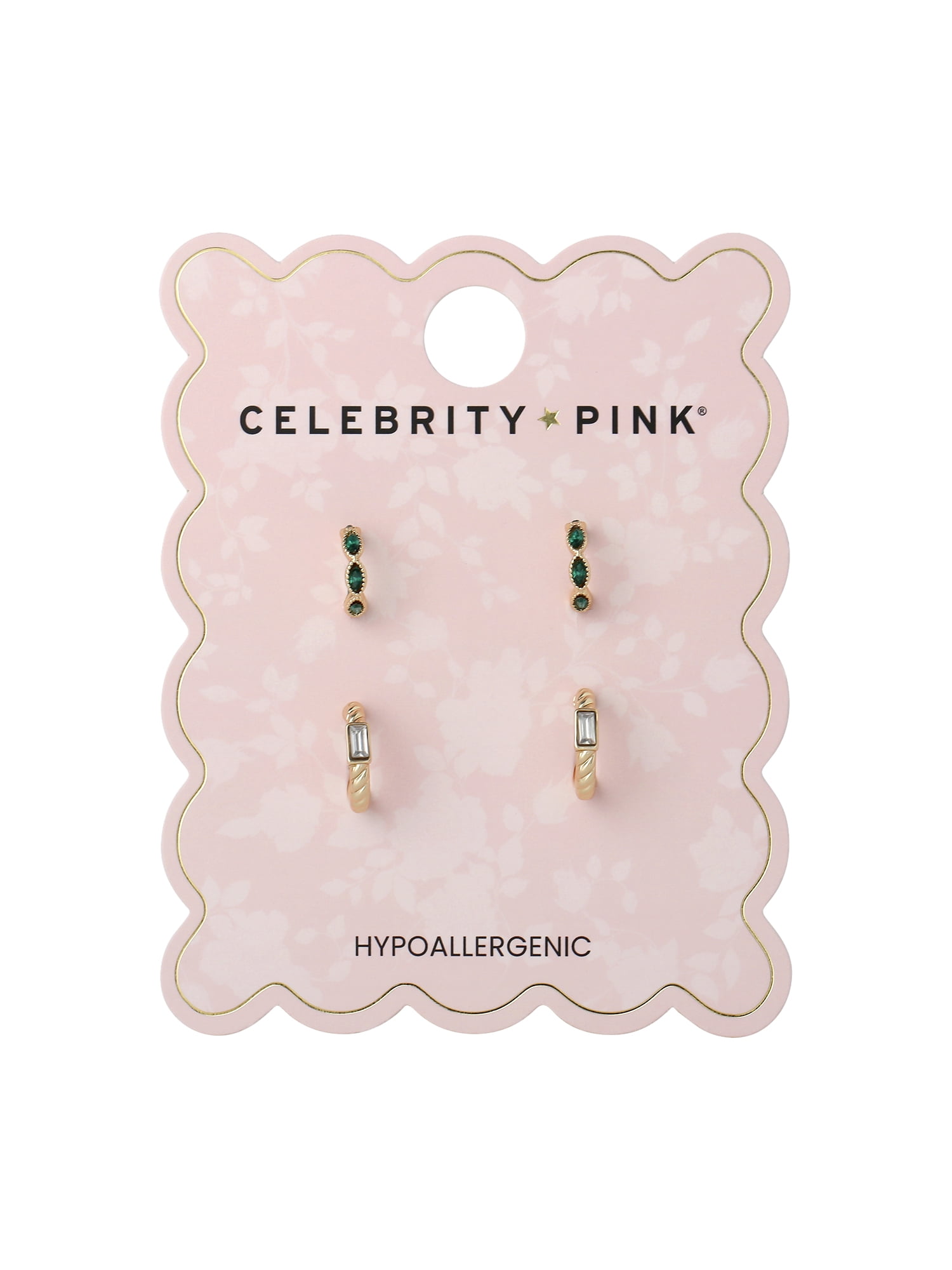 Celebrity Pink Women's Cry Accent Hoop Earring Set, 2 Pairs