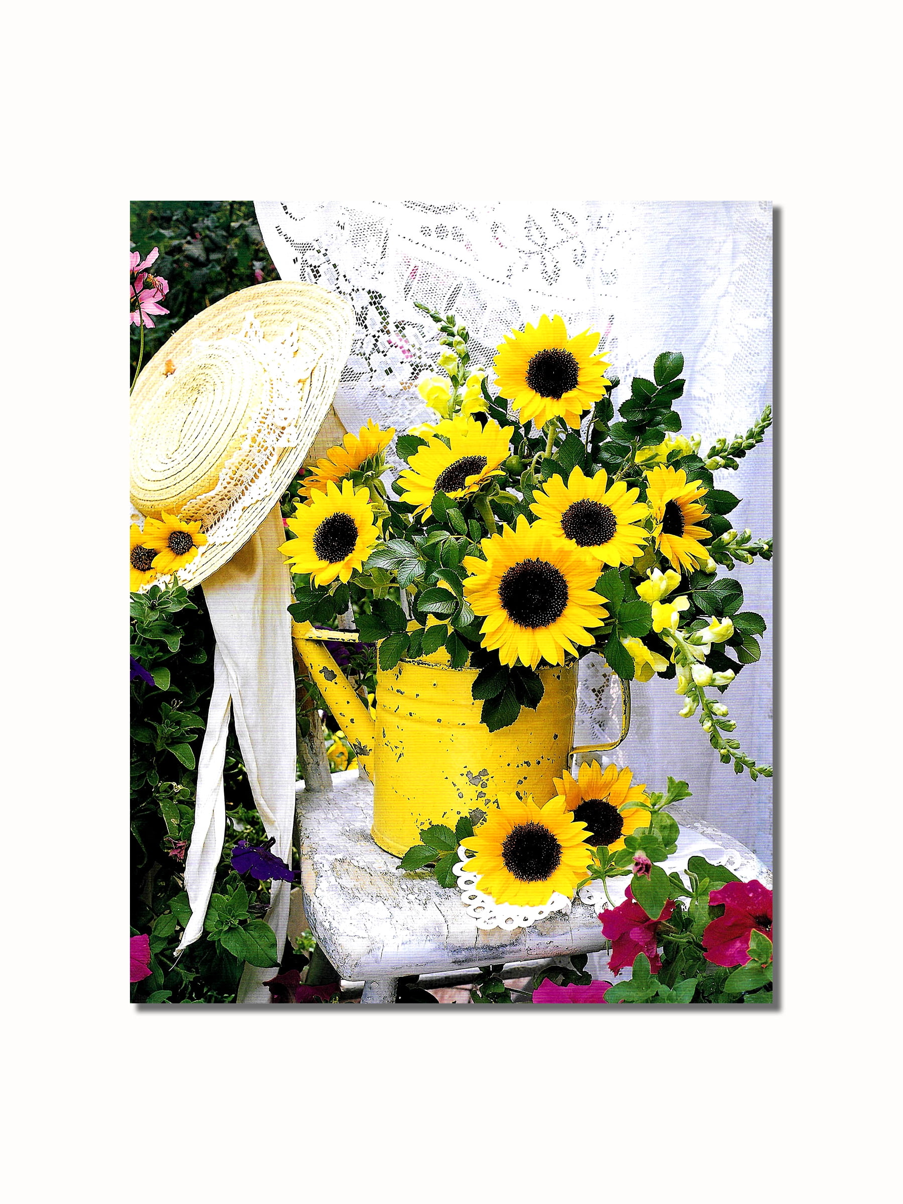 Sunflowers in Watering Can #2 Rustic Shed Wheel Wall Picture 8x10 Art Print 