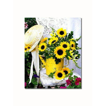 Sunflowers in Watering Can #1 Lace Flower Garden Wall Picture 8x10 Art