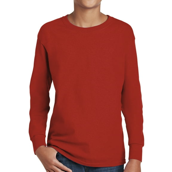 Gildan Kids Heavy Cotton Long Sleeve T-Shirt - 5400B Youth Tee - Boys Girls Classic Shirt XS-XL Unisex Gift