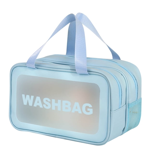 Neceser Con Separación Para Productos Secos Y Húmedos Bolsa De Almacenamiento De Gran Capacidad Bolsa De Cosmeticos Portátil Doble De Pvc Para Fitness, Natación Y Viajes