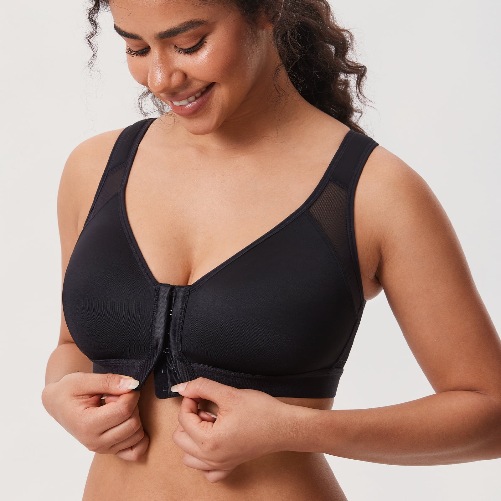 DELIMIRA Women's Front Closure Posture Wireless Full Coverage Bra Plus Size