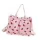 thumbnail image 1 of Bolso tote de lona resistente con estampado de fresas, bolso informal ideal para viajes y compras. Rosa, 1 of 9