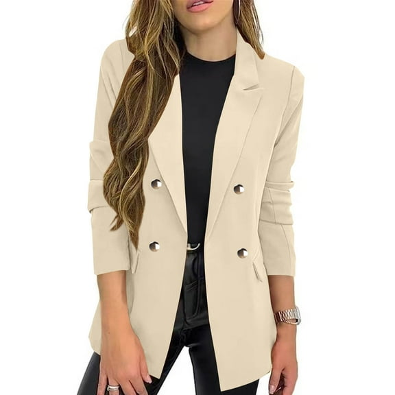 BSDJILFG Business Casual Blazers for Women Fall Trendy Long Sleeve Notched Collar Corporate Outfits for Office Workwear