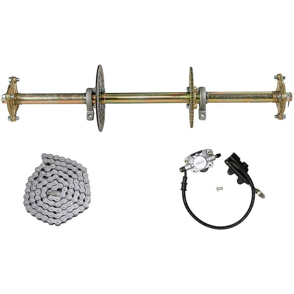 Go Kart 1" x 32" Live Axle Kit with Sprocket Brake Master Cylinder Assembly and Chain kit for Quad Trike Golf Carts