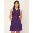 thumbnail image 2 of Moomaya V Neck Rayon Sleeveless Fit And Flare Dress Summer Fashion Women's Dress, 2 of 9