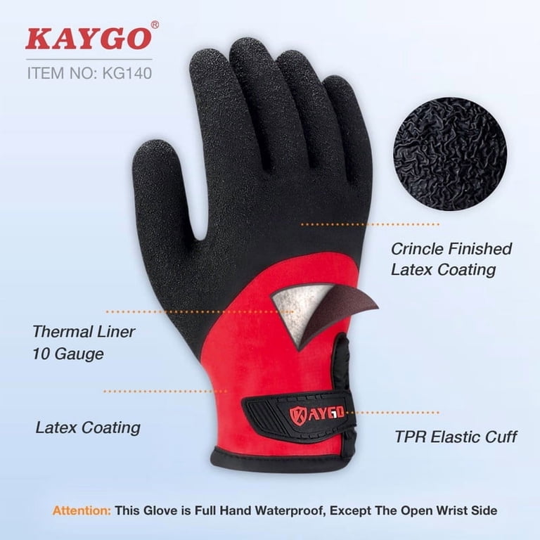 KAYGO Waterproof Insulated Thermal Work Gloves, Red photo 2