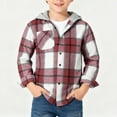 thumbnail image 2 of YunPes Boys Flannel Buffalo Plaid Hooded Jacket Button Down Oversized Cotton Coat Fall Winter Warm Christmas Outwear, 2 of 4