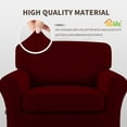 thumbnail image 3 of Easy-Going 2 Pieces Super Stretch couch cover, chair size, Wine (Slipcover Only), 3 of 7