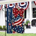 thumbnail image 2 of Welcome 4th of July Three Heart Garden Flag Happy Independence Day Double Sided Vertical Rustic Burlap Farmhouse Small Yard Seasonal Holiday Outdoor Decor 12.5 × 18 Inch, 2 of 6