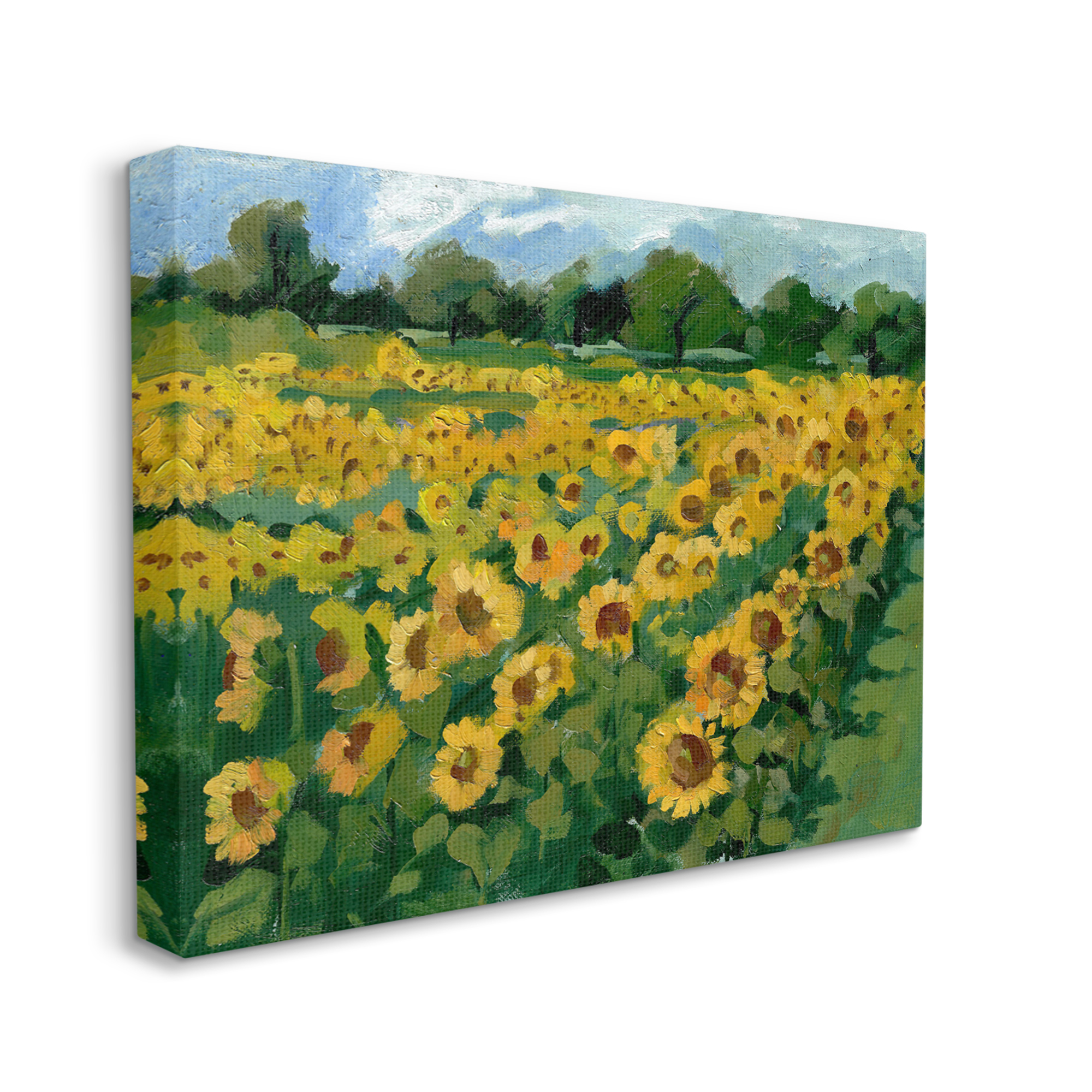 Stupell Industries Sunflower Farm Painting Botanical & Floral Painting Gallery Wrapped Canvas Art Print Wall Art, 30 x 24