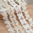 thumbnail image 2 of HeroNeo 1 Yard Rose Flower Embroidery Lace Trim Ribbon Vintage Faux Pearl Beaded Appliques Bridal Ornaments Handmade DIY Sewing Supplies Craft for Wedding Dress, 2 of 15