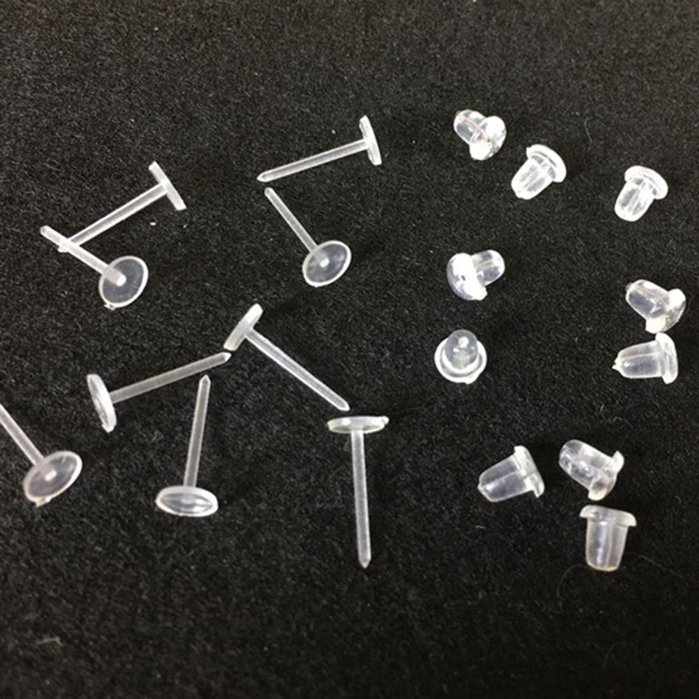 Ayyufe 50Pcs/Set Unisex Clear Plastic Earring Post Ear Pins Backs DIY