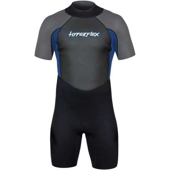 Hyperflex Men's Access Shorty Spring Suit, 2.5mm Wetsuit, Back Zip, Black / Blue