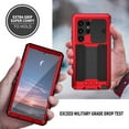 thumbnail image 6 of Aluminum Metal Gorilla Glass Shockproof Military Heavy Duty Sturdy Case for Samsung Galaxy S24 Ultra,Dteck Built-in Screen Full Body Protector Silicone Case Slide Lens Protection Kickstand Cover,Red, 6 of 7