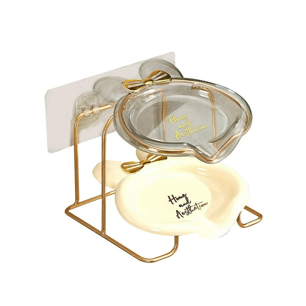 Soporte para jabonera, caja de jabón, marco decorativo de Metal, accesorios para el hogar, bandeja de jabón, jabonera, para bañera de ducha de Hotel gris doble capa BLESIY Jabonera