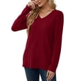 thumbnail image 3 of Qaspx Sweatshirts for Women Lightweight V Neck Long Sleeve Shirts Casual Loose Ribbed Tops, 3 of 6
