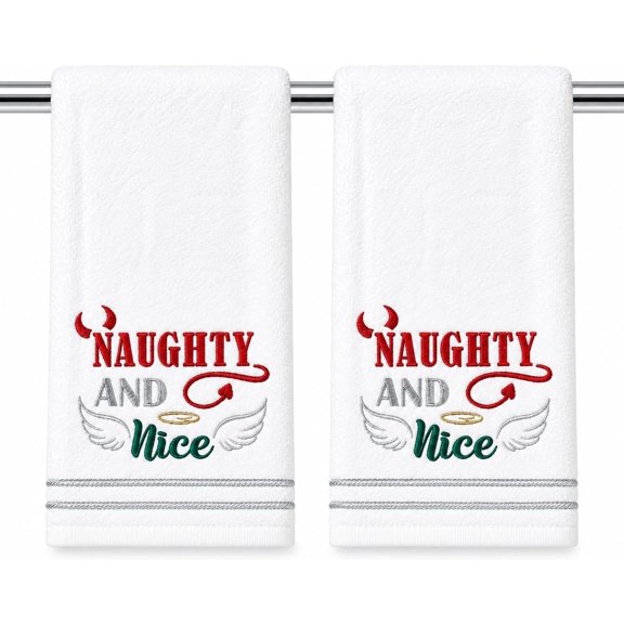 Serafina Home Naughty and Nice Christmas Hand Towels 2 Count