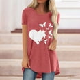 thumbnail image 3 of Mujeres moda Casual impresión camisas manga corta suelta Tee Tops túnica blusa Pompotops hfajkhk136482, 3 of 4