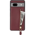 thumbnail image 6 of for Google Pixel 7A Case with Card Holder for Women, for Google Pixel 7A Phone Case Wallet with Credit Card with Ring Kickstand Zipper Shockproof Slim Stand Case - Red Wine, 6 of 12