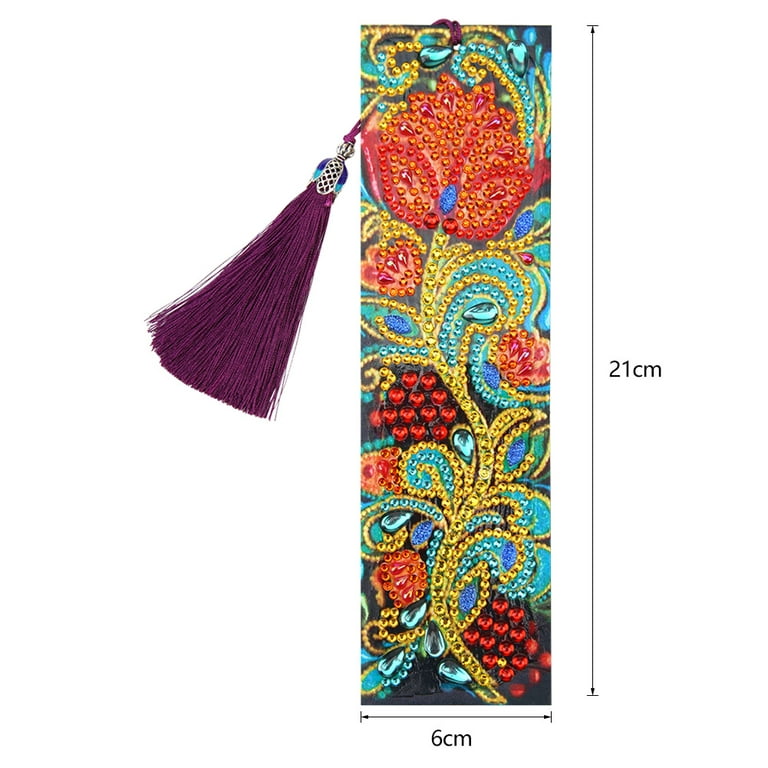 5D DIY Diamond Painting Leather Bookmark Tassel Book Marks Special Shaped  Diamond Embroidery DIY Craft