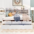 thumbnail image 2 of Full Size Wooden Captain Bed with Bookshelves, 3 Drawers and Trundle - Classic Antique Brown Storage Bed for Guest Room, Small Space, White, 2 of 16