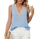 thumbnail image 1 of Camiseta sin mangas de guipur informal con cuello en V profundo, camiseta sin mangas con ribete de encaje para mujer, verano, 1 of 8