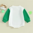 thumbnail image 6 of Coerni St Patricks Day Outfit Baby Boy Girl Long Sleeve Bubble Romper Sweatshirt Toddler Oversized Bodysuit Casual Clothes, 6 of 8
