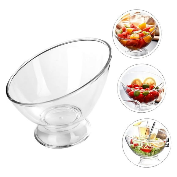 Antqov Bol à Salade Incliné pour la Maison, Bol d'Assaisonnement pour Fruits et Légumes, Bol à Dessert Transparent pour Hôtel et Restaurant, Bol à Salade de Fruits