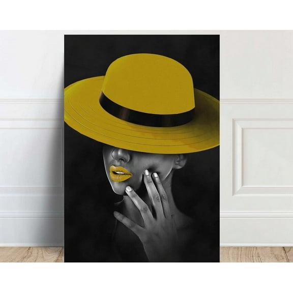 Kna Prints - 1 Pc Poster African Black Woman Yellow Hat Art Print On Of Black Woman , Wall Art Design, Home Decor, UNFRAMED-8x12