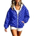 thumbnail image 5 of Raeneomay Women's Polka Dot Hoodie - Zip Up Long Sleeve Pocket Jacket S-XXXL, 5 of 6