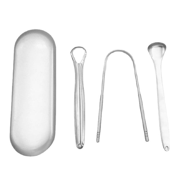 Kit Limpieza Bucal Raspador De Lengua Oral Estuche - limpiador de raspado de lengua de acero, con estuche de transporte, perfecto para el aliento fresco y el cuidado bucal LingWen 1327537063995