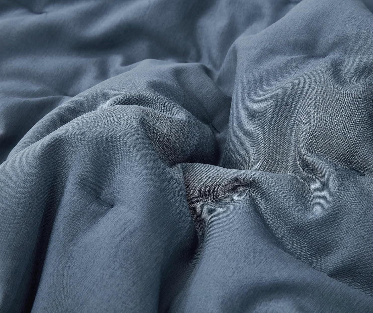 Chezmoi Collection Glen 3-Piece Crescent Stitched Quilt Set, Queen Size, Steel Blue, Rayon Derived from Bamboo & Polyester Blended, Soft Breathable Cooling Bedspread for Hot Sleepers