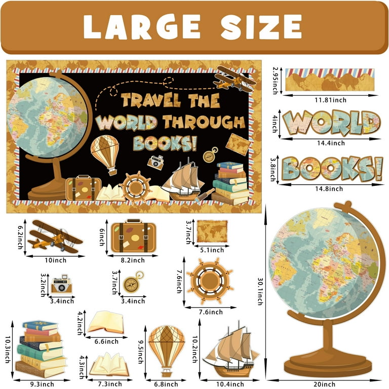 Travel The Map Bulletin Board Borders - 78 Ft Of Globe & Map Trim For Classroom & Wall Decor